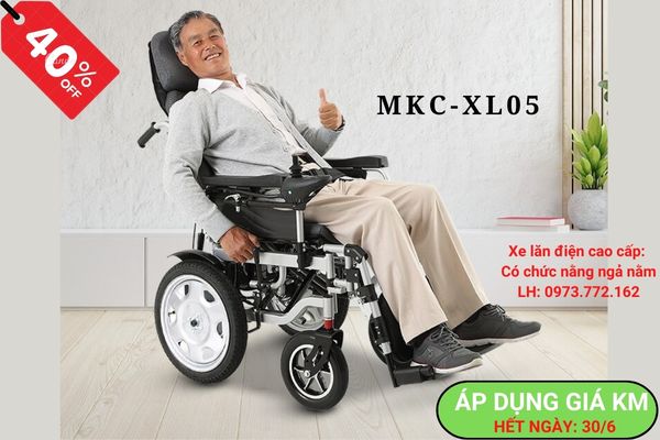 Xe lăn điện cao cấp mã MKC-XL05. Giá KM áp dụng đến hết ngày 30/6