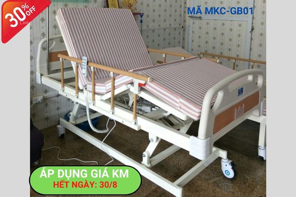 Giường bệnh điều khiển bằng điện nâng cao đầu, nâng cao chân, và tăng chỉnh độ cao thấp. Giá KM áp dụng hết 30/8