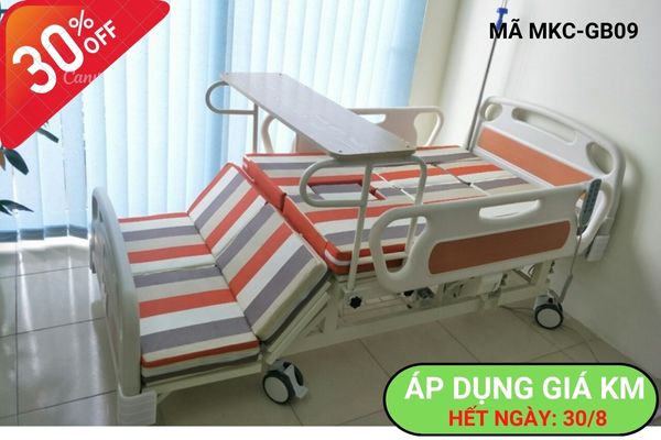 Giường bệnh đa năng điều khiển bằng điện kết hợp tay quay. Áp dụng đến 30/8