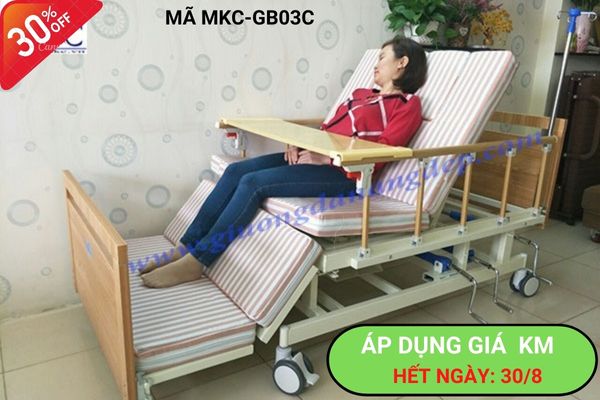 Giường bệnh đa năng MKC-Medical 4 tay quay 12 chức năng, ốp gỗ KM đến 30/8