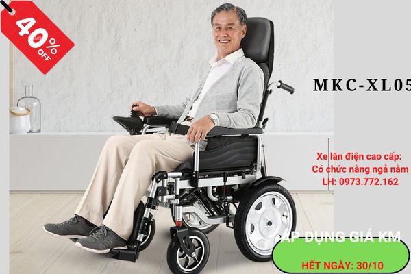 Xe lăn điện cao cấp mã MKC-XL05. Giá KM áp dụng đến hết ngày 30/10