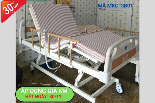 Giường bệnh điều khiển bằng điện nâng cao đầu, nâng cao chân, và tăng chỉnh độ cao thấp. Giá KM áp dụng hết 30/11