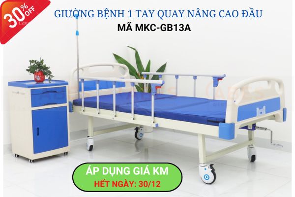 Giường bệnh 1 tay quay nâng cao đầu 