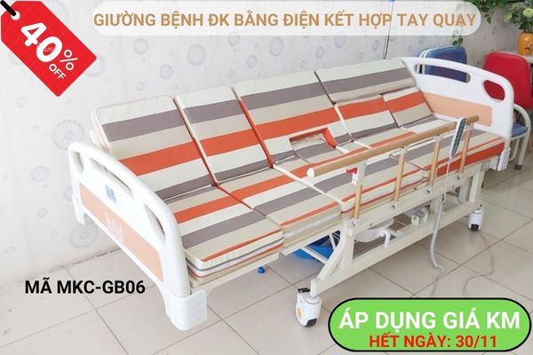 Giường bệnh đa năng điều khiển bằng điện kết hợp tay quay.