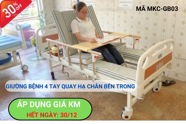 Giường bệnh đa năng 4 tay quay. Áp dụng đến 30/12